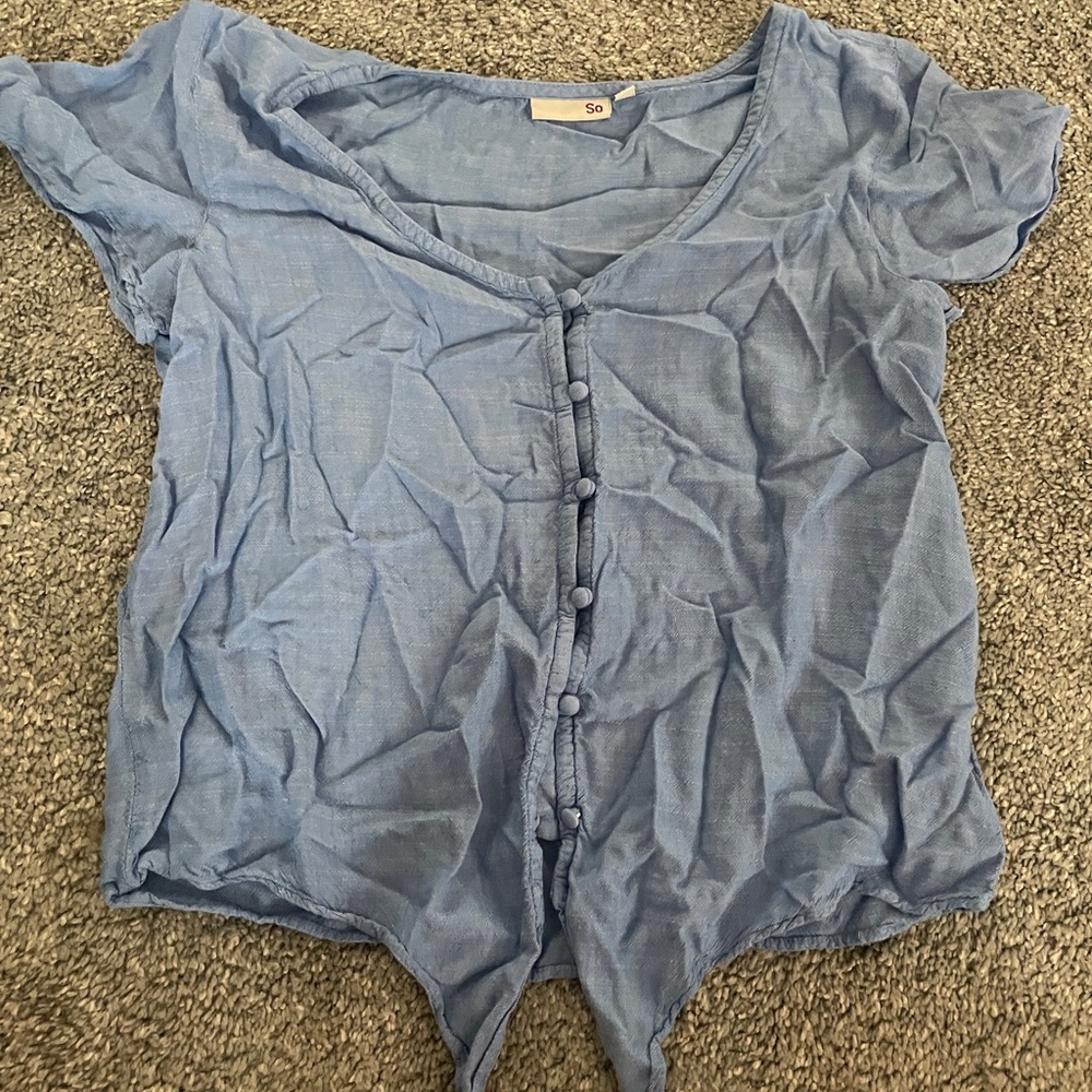 SO Blue Blouse Elegant Top